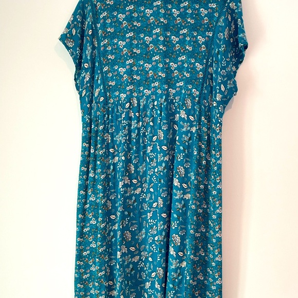 Knox Rose Boho Teal Blue Floral Dress Prairie Cottage Oversized Small - Picture 2 of 7